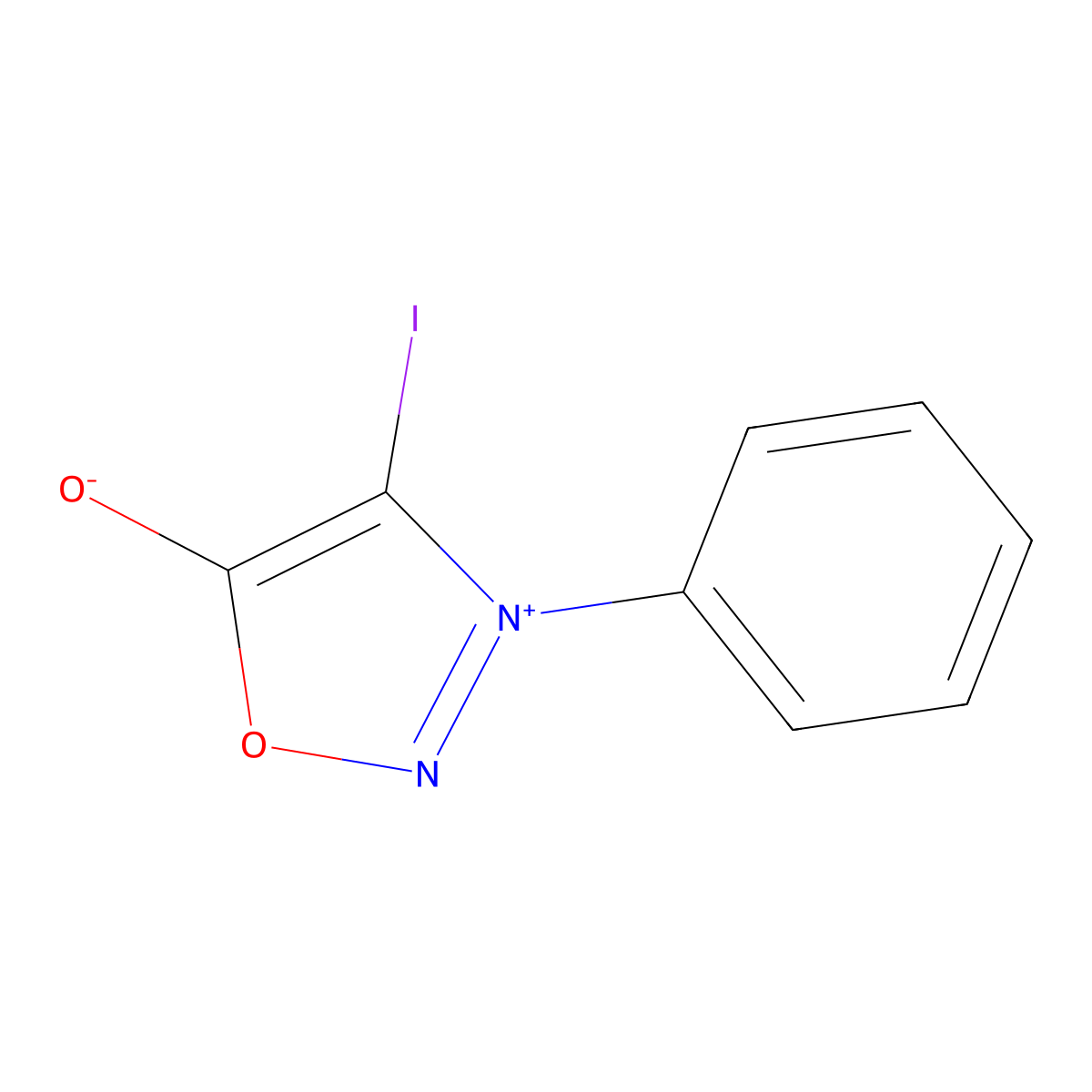 3-Phenyl-4-iodosydnone molecular structure, CAS 13858-07-6