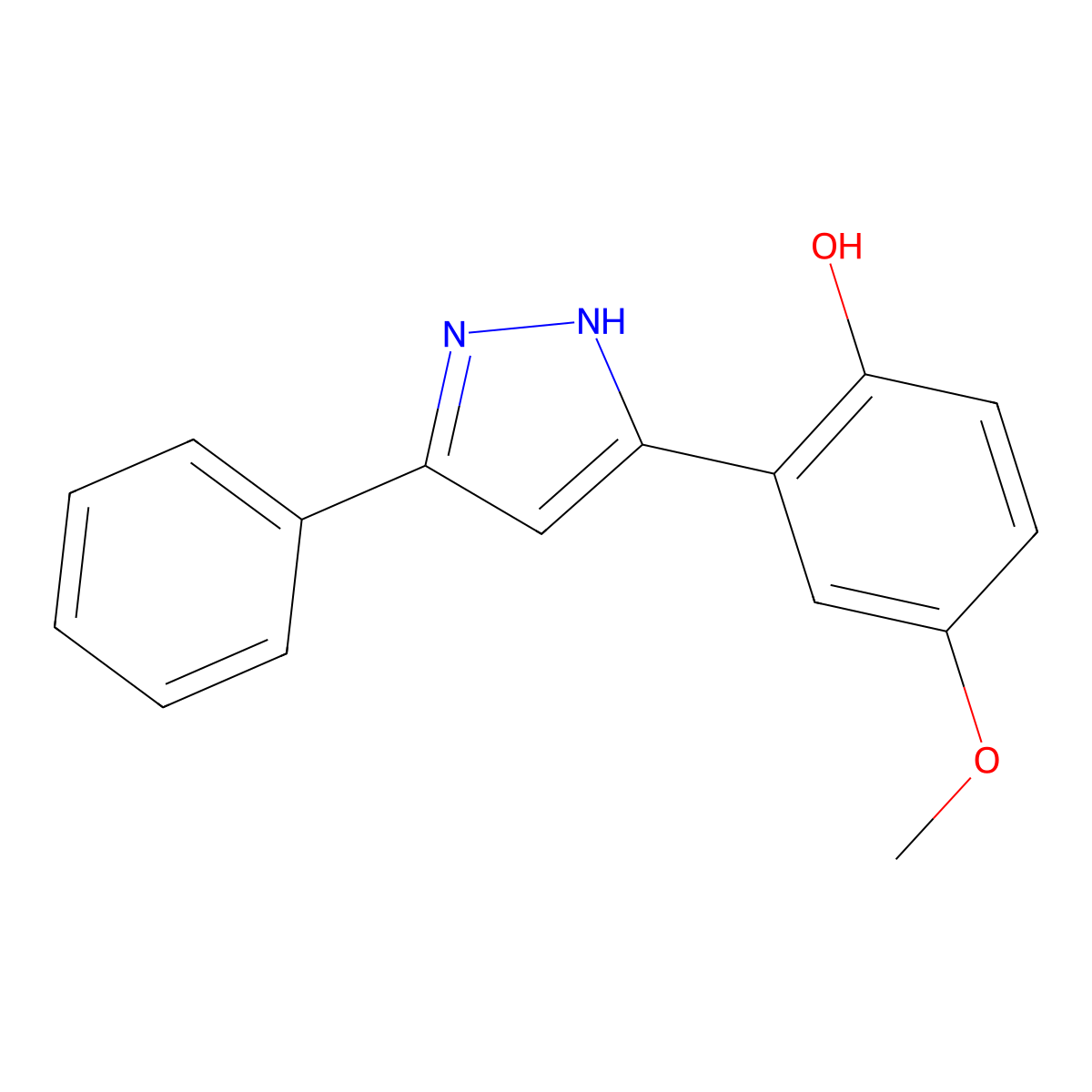 Phenol, 4-methoxy-2-(5-phenyl-1H-pyrazol-3-yl)- molecular structure, CAS 138580-54-8