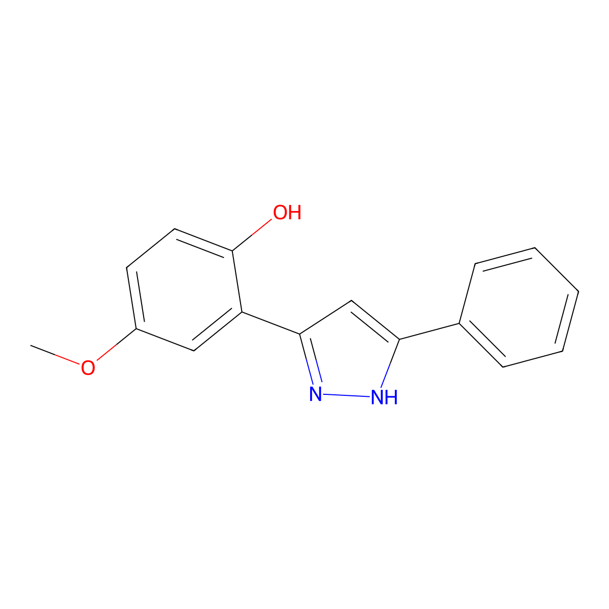 Phenol, 4-methoxy-2-(5-phenyl-1H-pyrazol-3-yl)- molecular structure, CAS 138580-54-8