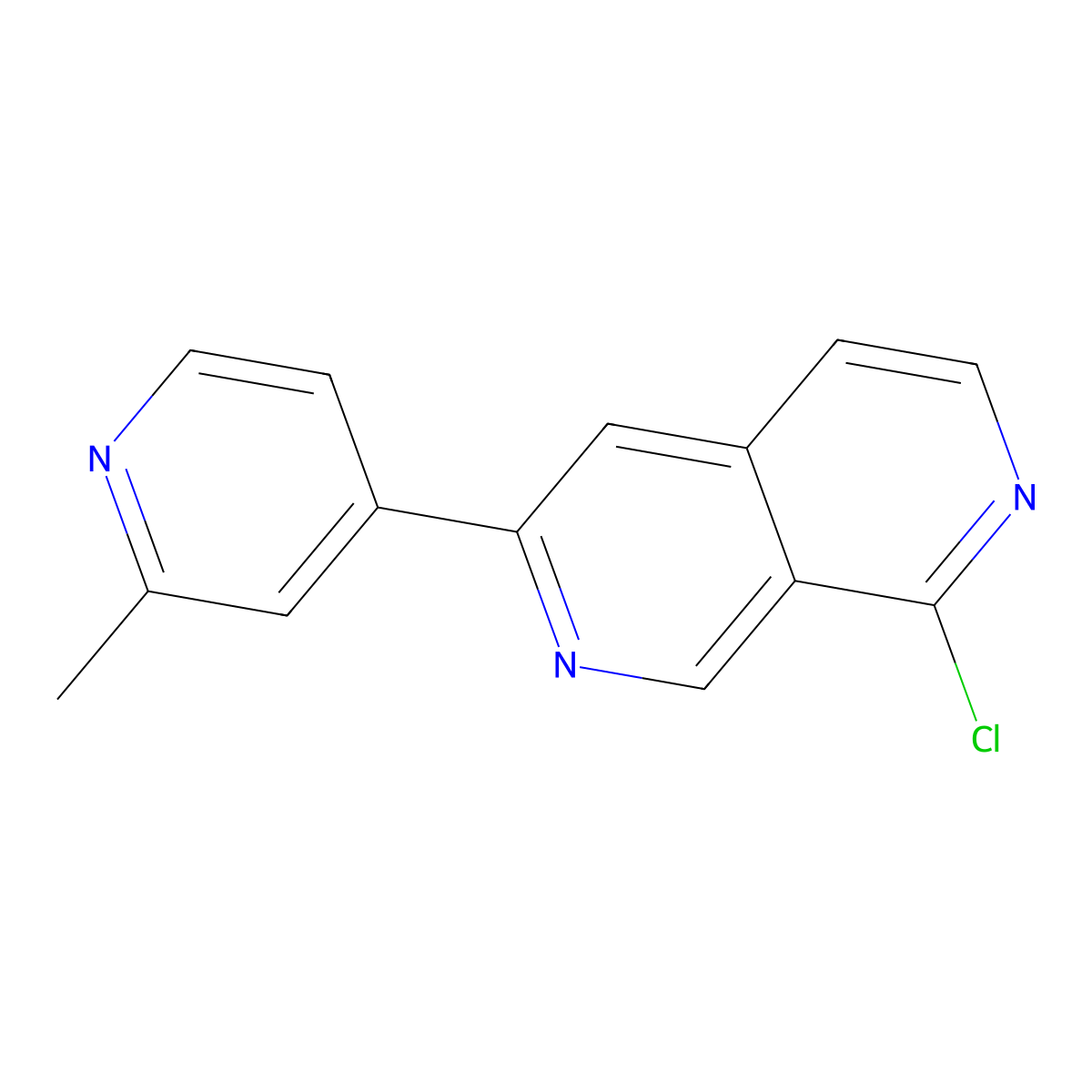 1-Chloro-6-(2-methylpyridin-4-yl)-2,7-naphthyridine molecular structure, CAS 1385818-41-6