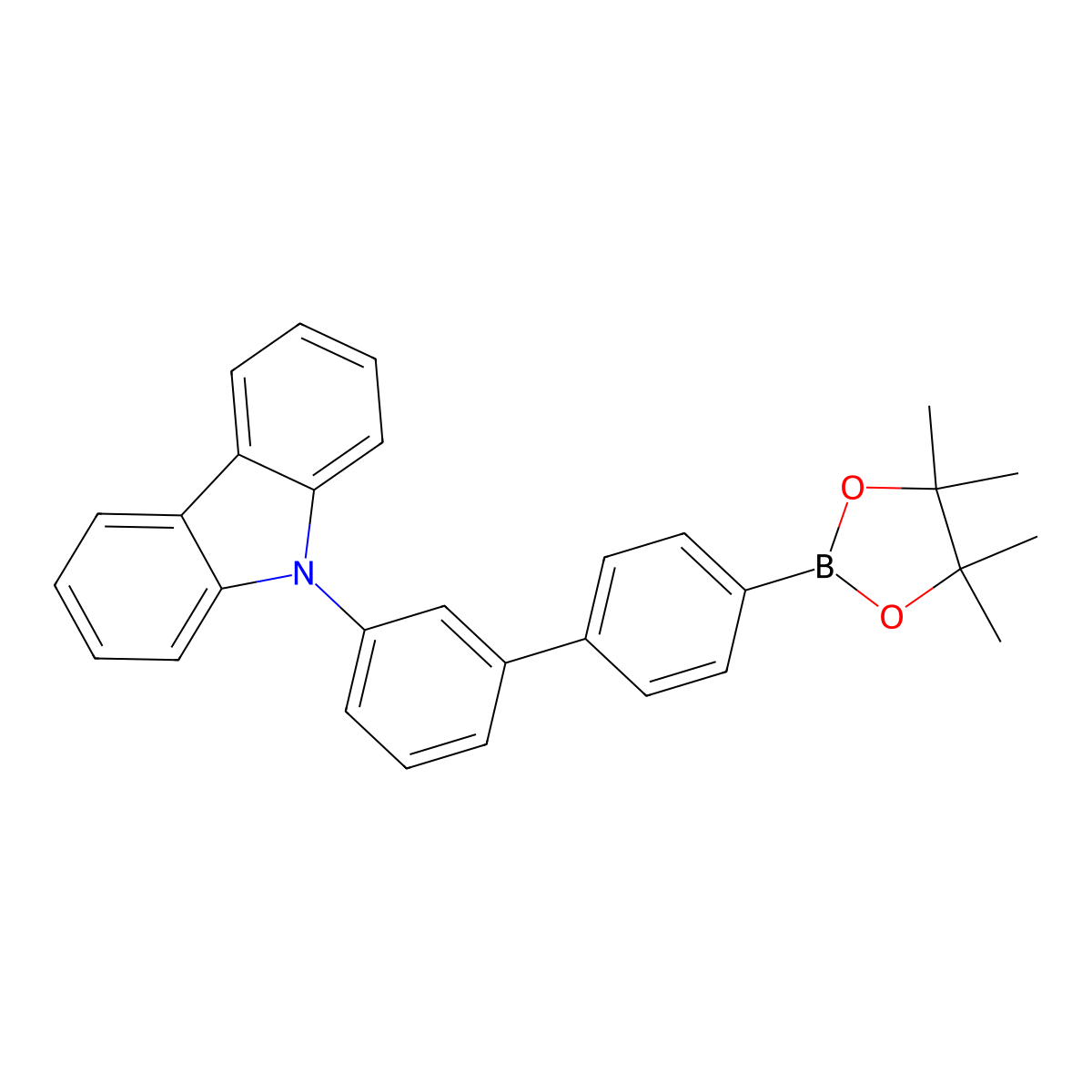 9-(4'-(4,4,5,5-Tetramethyl-1,3,2-dioxaborolan-2-yl)-[1,1'-biphenyl]-3-yl)-9H-carbazole molecular structure, CAS 1385826-87-8