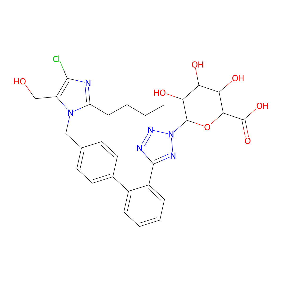 Losartan N2-glucuronide molecular structure, CAS 138584-35-7
