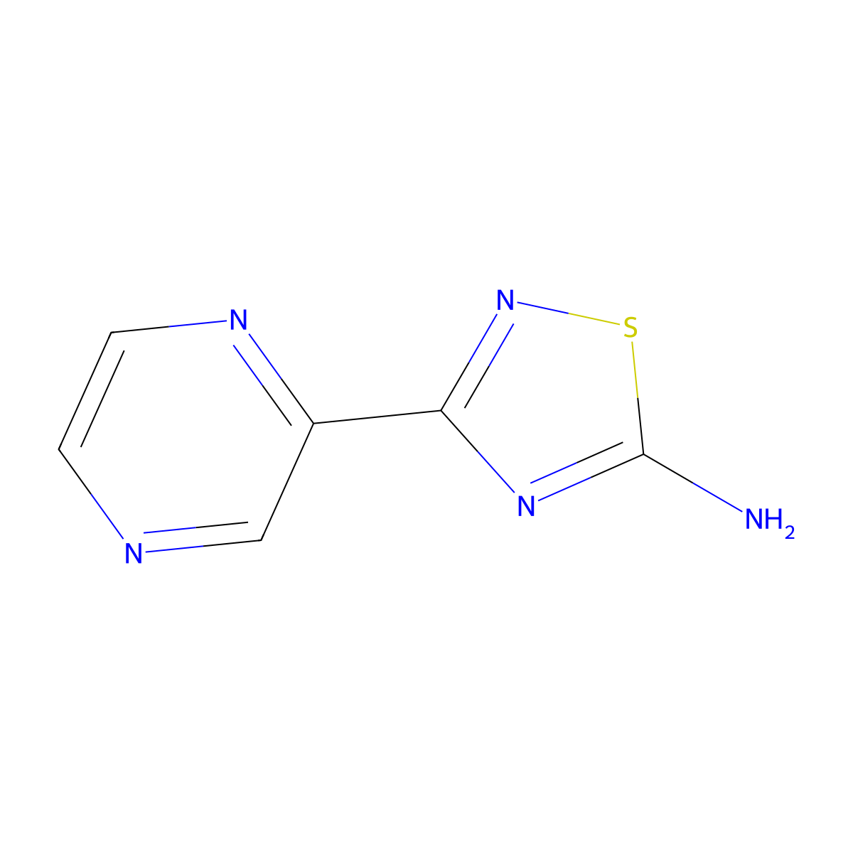 3-(Pyrazin-2-yl)-1,2,4-thiadiazol-5-amine molecular structure, CAS 138588-23-5