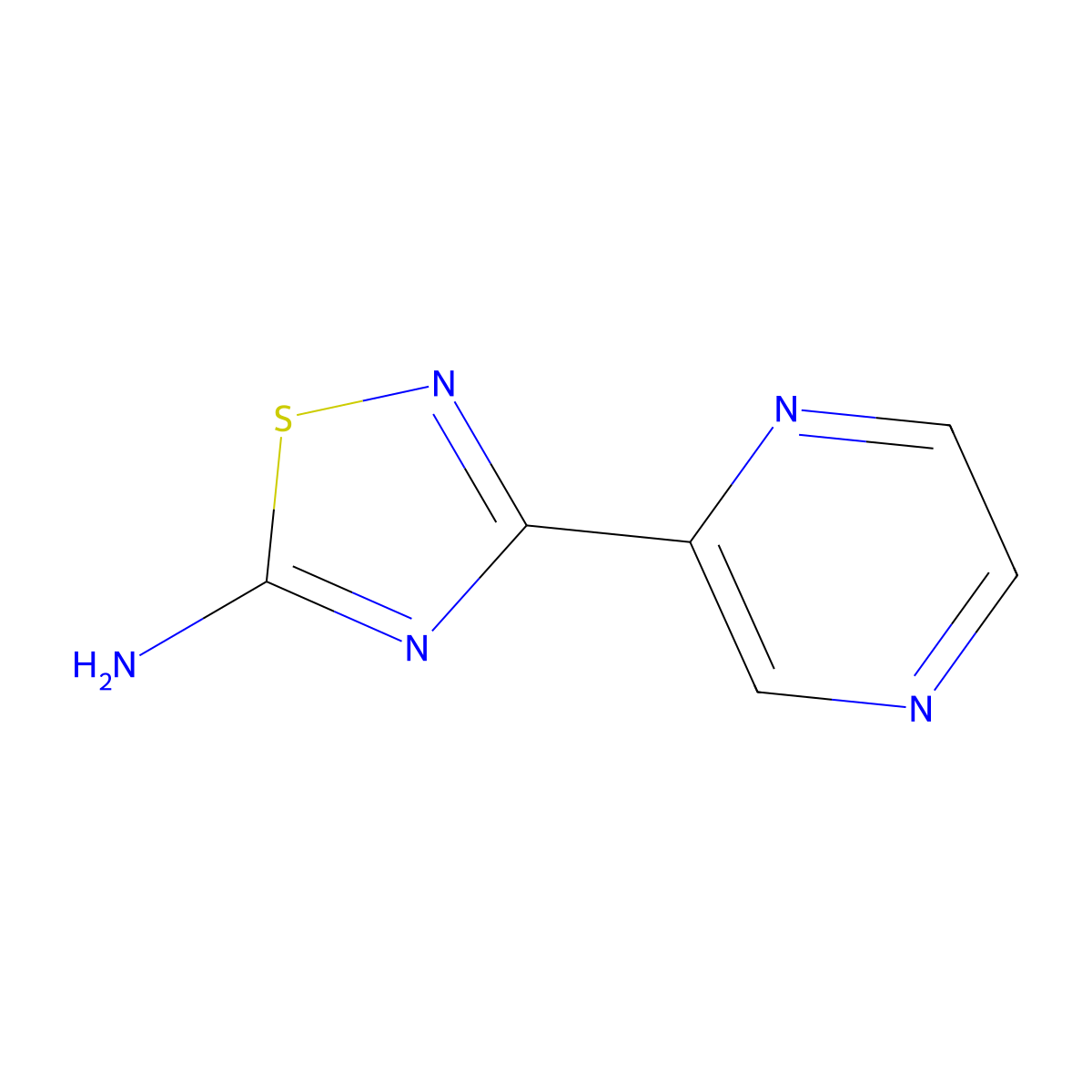 3-(Pyrazin-2-yl)-1,2,4-thiadiazol-5-amine molecular structure, CAS 138588-23-5