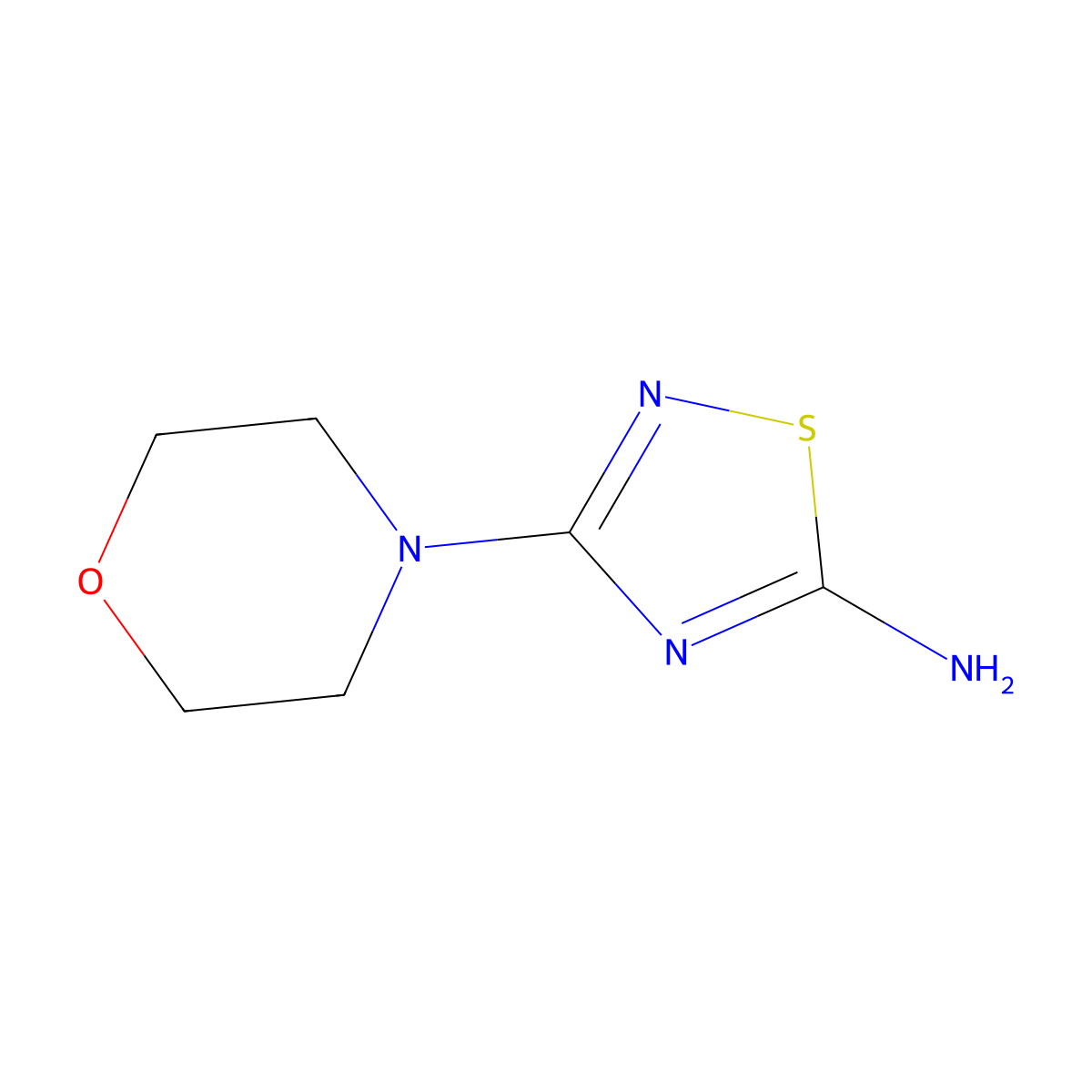 3-(Morpholin-4-yl)-1,2,4-thiadiazol-5-amine molecular structure, CAS 138588-29-1