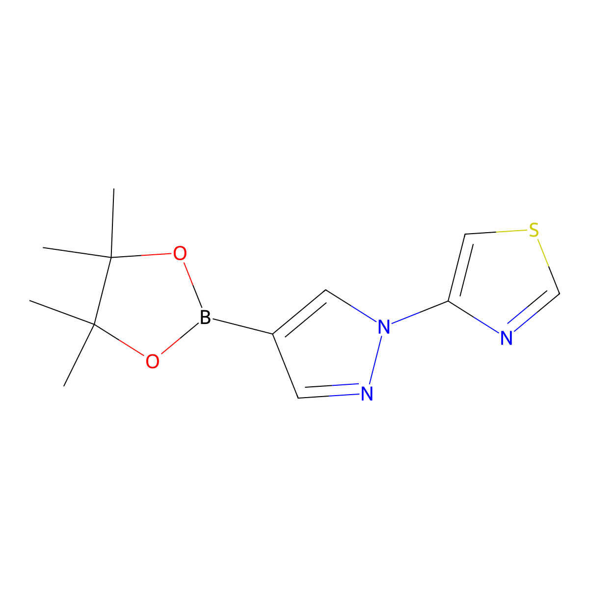 1-(Thiazol-4-yl)pyrazole-4-boronic acid pinacol ester molecular structure, CAS 1385885-95-9