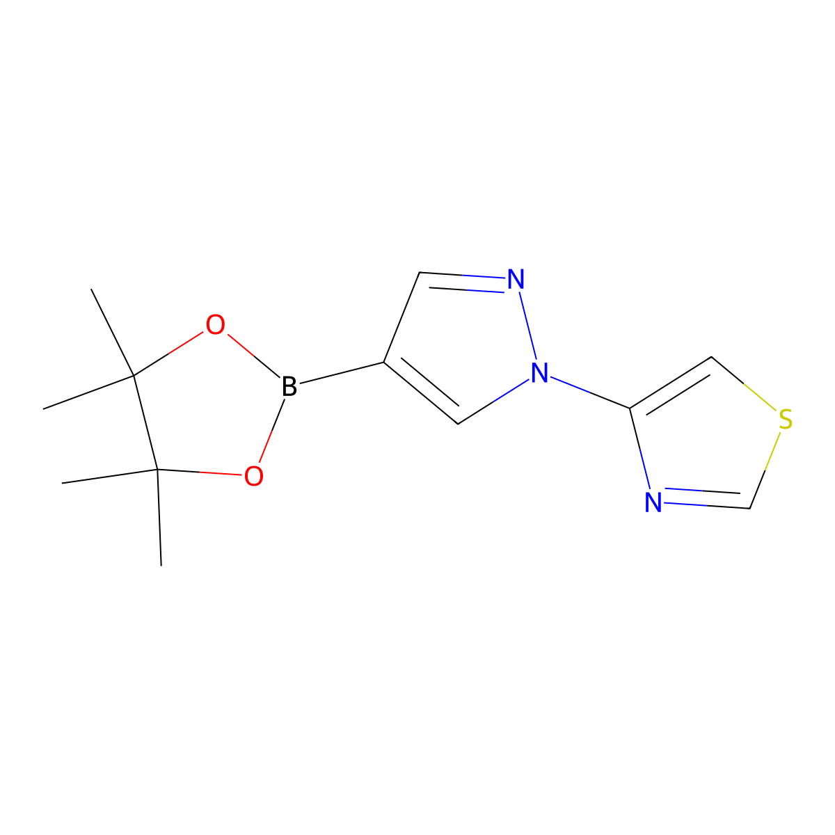 1-(Thiazol-4-yl)pyrazole-4-boronic acid pinacol ester molecular structure, CAS 1385885-95-9