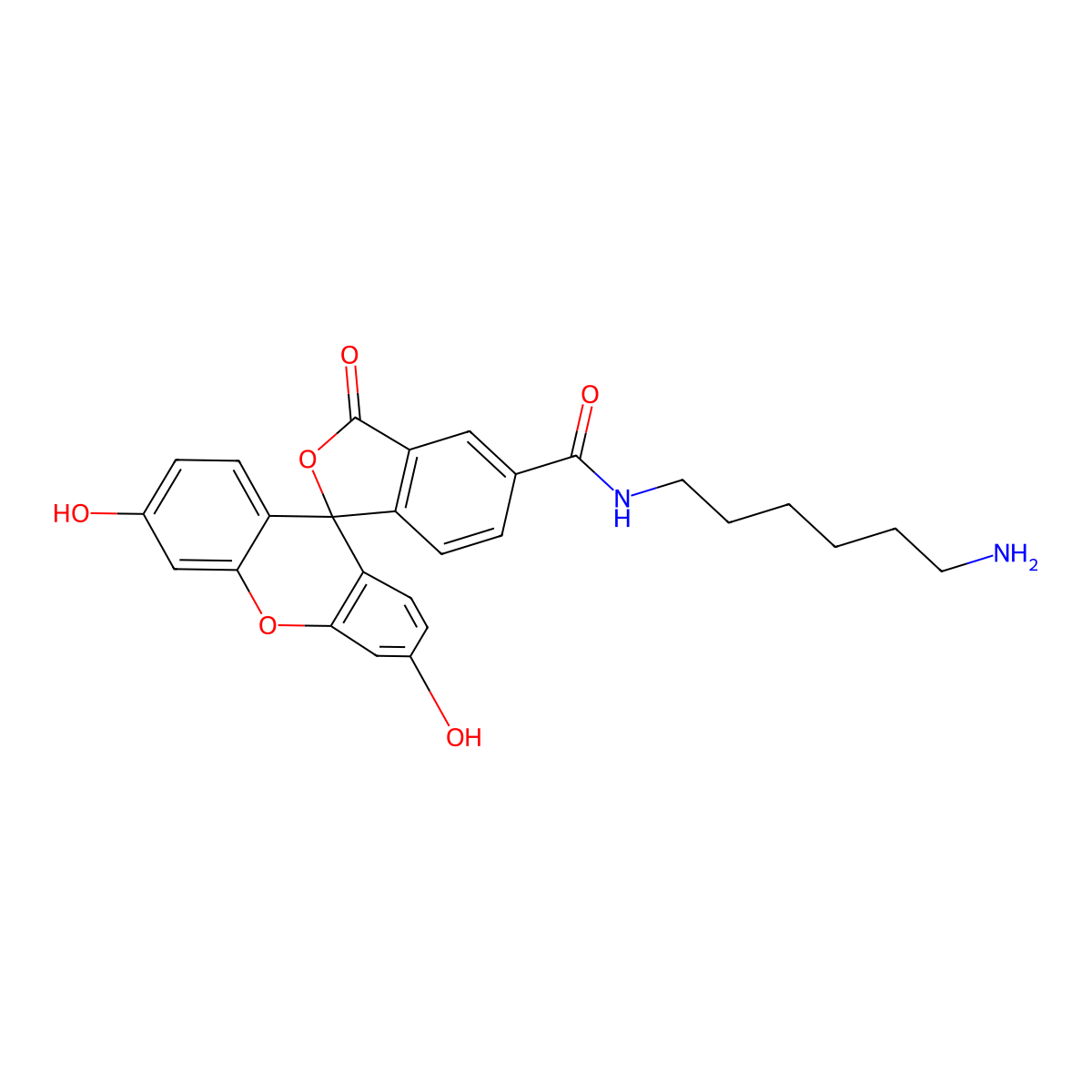 N-(6-aminohexyl)-3',6'-dihydroxy-3-oxospiro[2-benzofuran-1,9'-xanthene]-5-carboxamide molecular structure, CAS 138589-19-2