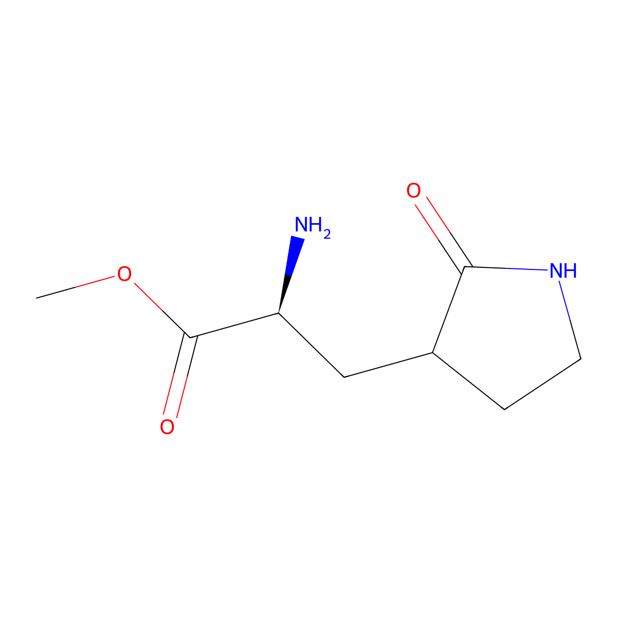 Methyl (2S)-2-amino-3-(2-oxopyrrolidin-3-yl)propanoate molecular structure, CAS 1385908-71-3