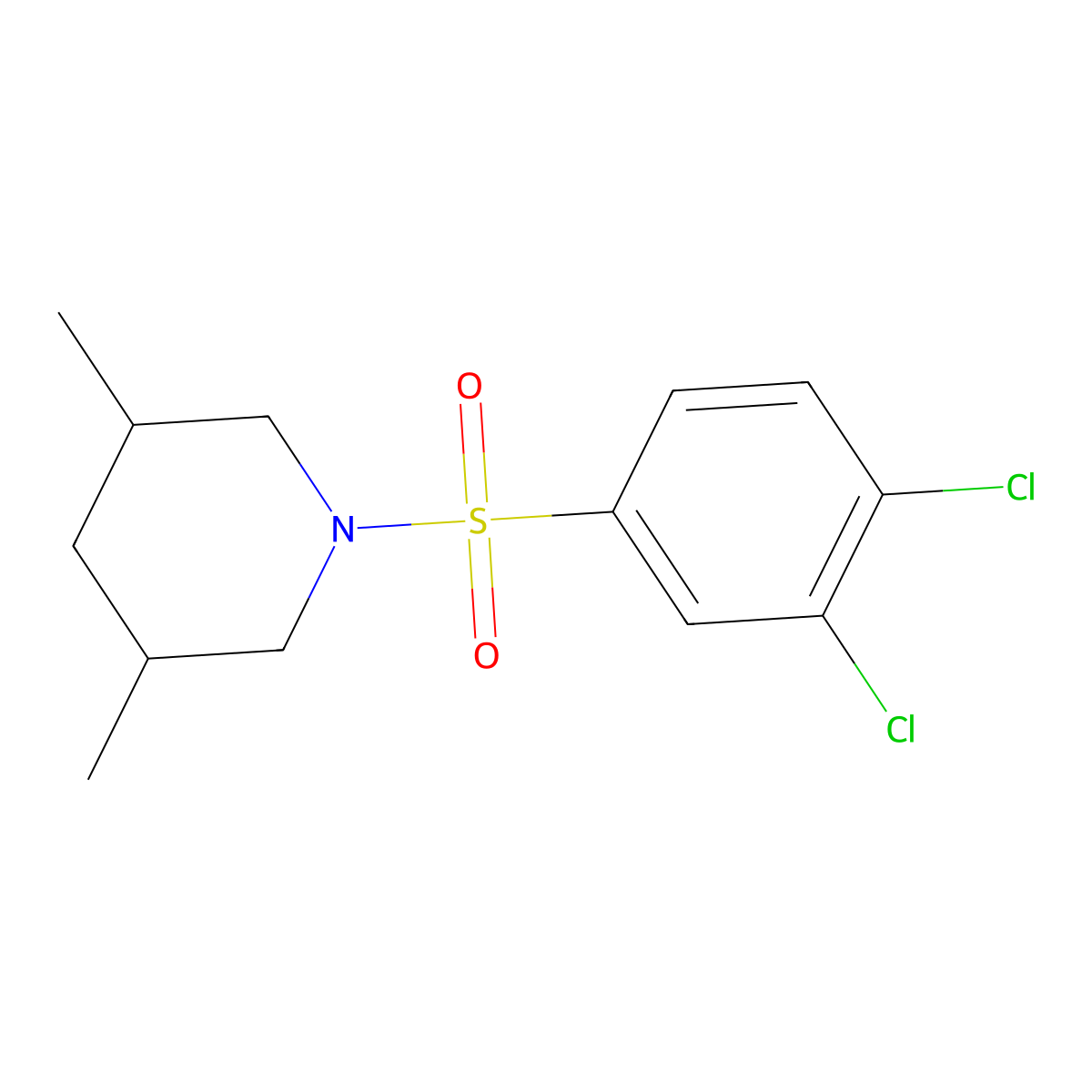 1-(3,4-Dichlorobenzenesulfonyl)-3,5-dimethylpiperidine molecular structure, CAS 1385927-61-6