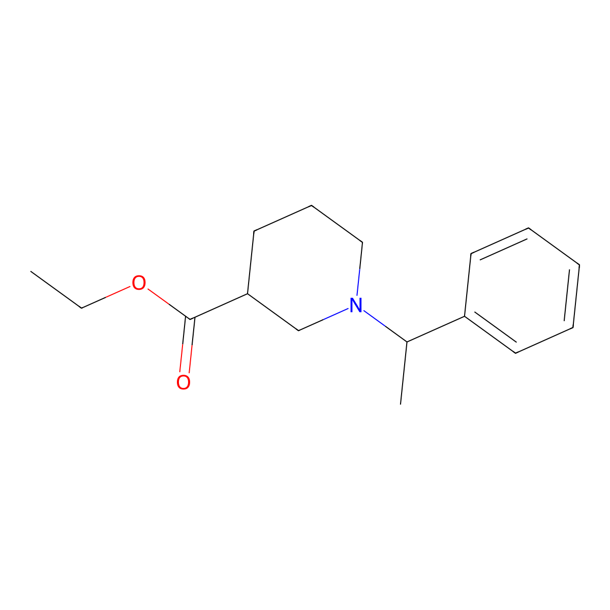 Ethyl 1-(1-phenylethyl)piperidine-3-carboxylate molecular structure, CAS 1385954-35-7