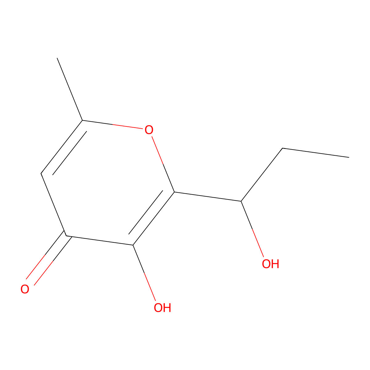 3-Hydroxy-2-(1-hydroxypropyl)-6-methyl-4H-pyran-4-one molecular structure, CAS 138597-36-1