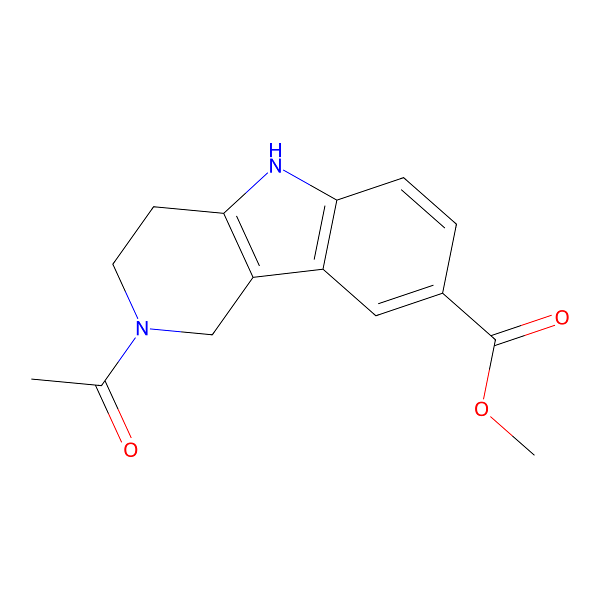Methyl 2-acetyl-2,3,4,5-tetrahydro-1H-pyrido[4,3-b]indole-8-carboxylate molecular structure, CAS 1386087-61-1