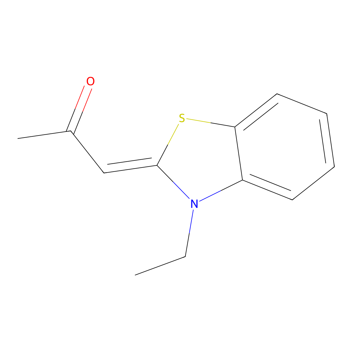 2-Propanone, 1-(3-ethyl-2(3H)-benzothiazolylidene)- molecular structure, CAS 13861-37-5