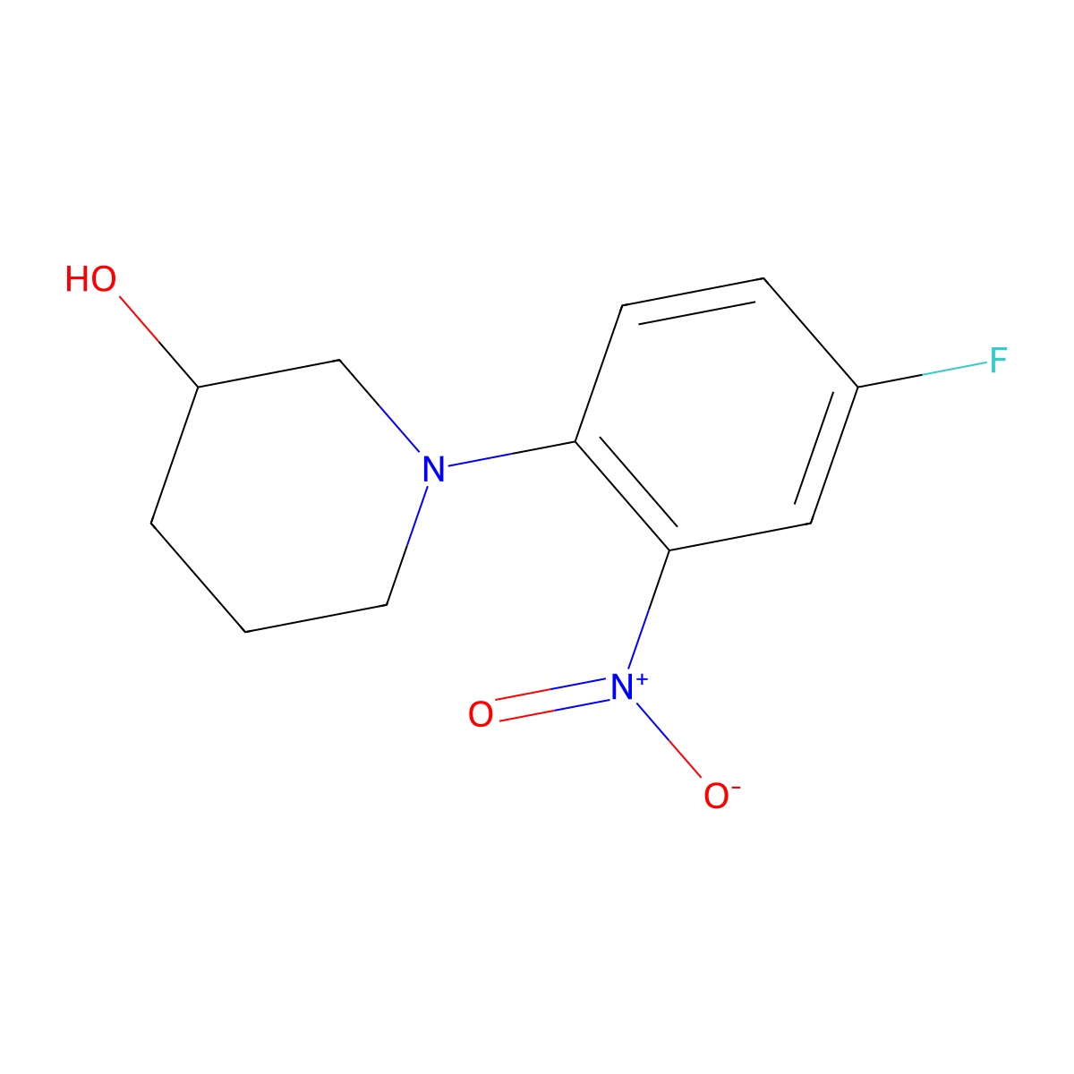 1-(4-Fluoro-2-nitrophenyl)piperidin-3-ol molecular structure, CAS 1386140-00-6