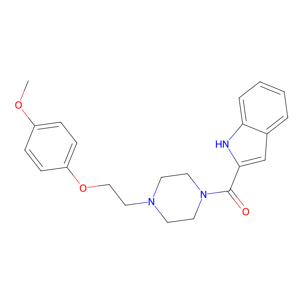 (1H-Indol-2-yl)(4-(2-(4-methoxyphenoxy)ethyl)piperazin-1-yl)methanone molecular structure, CAS 1386162-69-1