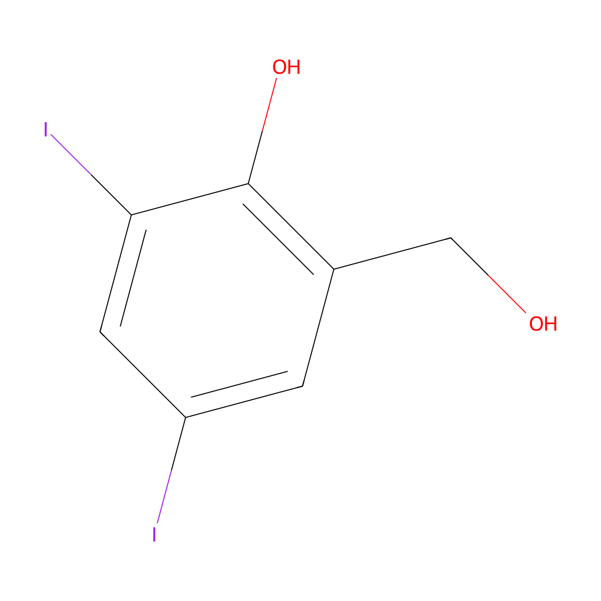2-(Hydroxymethyl)-4,6-diiodophenol molecular structure, CAS 13862-13-0