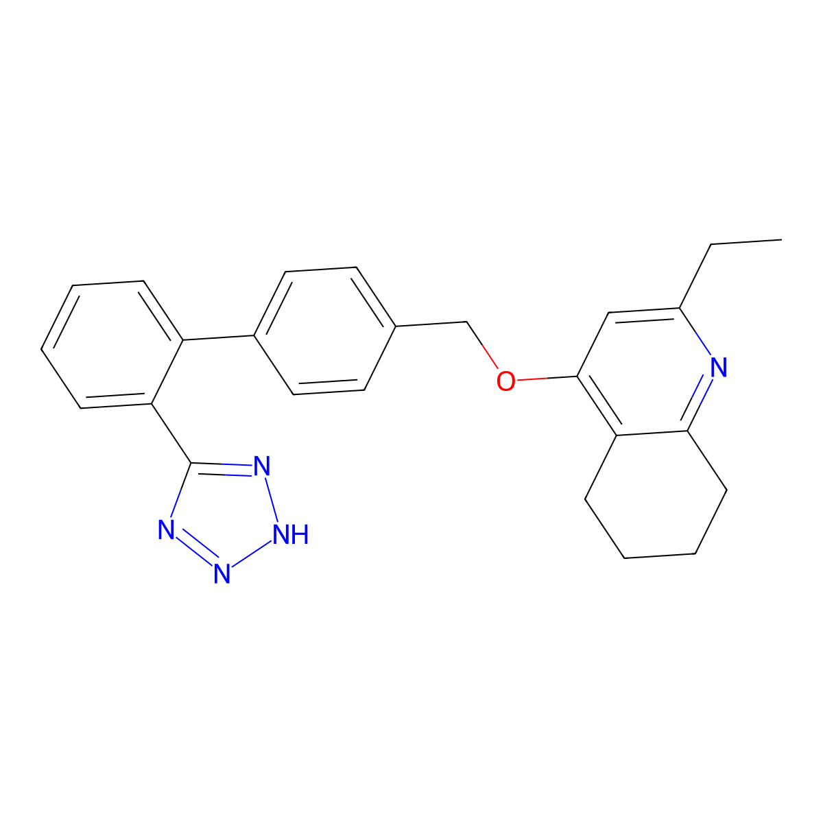 2-Ethyl-4-(2'-(1H-tetrazol-5-yl)biphenyl-4-ylmethoxy)-5,6,7,8-tetrahydroquinoline molecular structure, CAS 138620-04-9