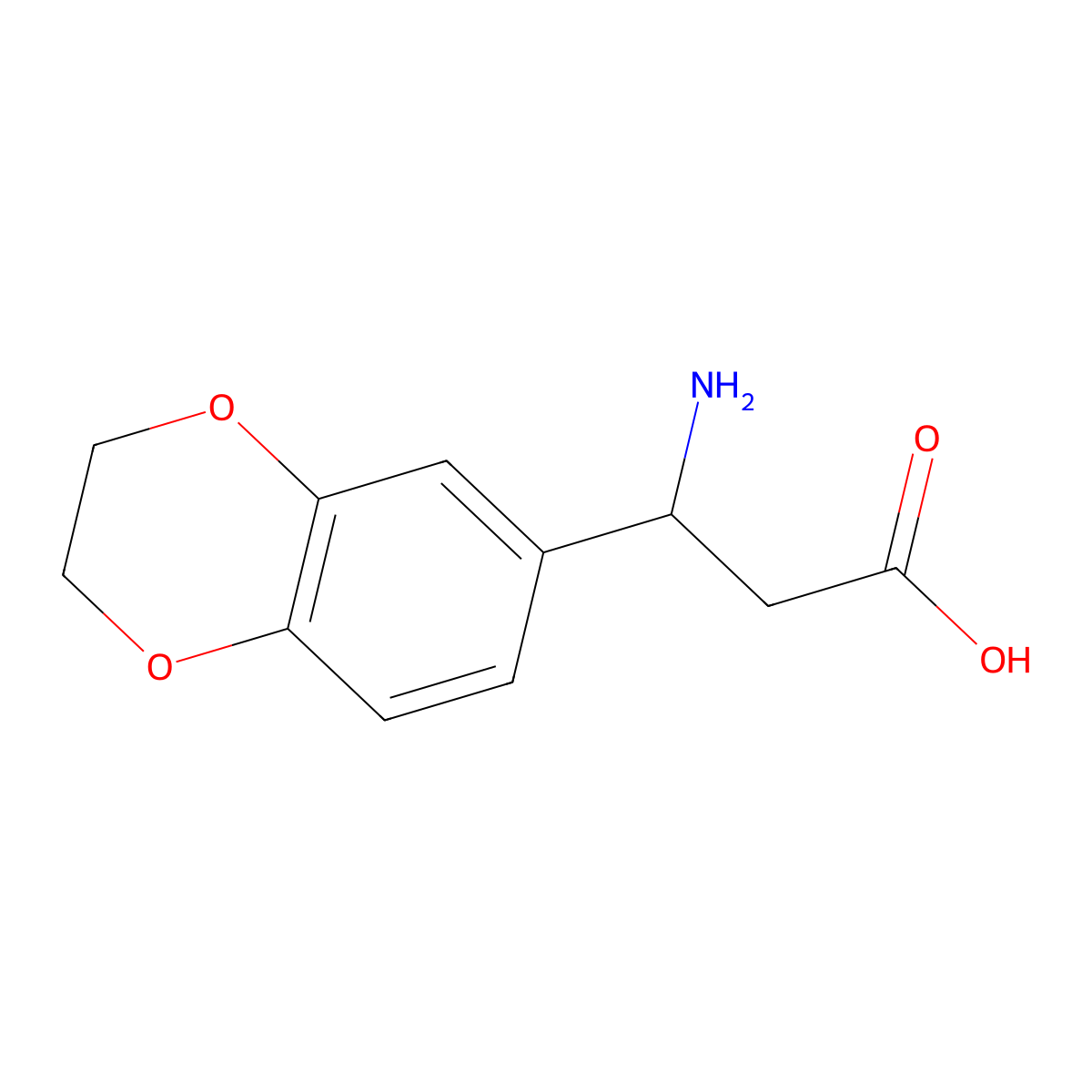 3-Amino-3-(2,3-dihydro-1,4-benzodioxin-6-yl)propanoic acid molecular structure, CAS 138621-63-3