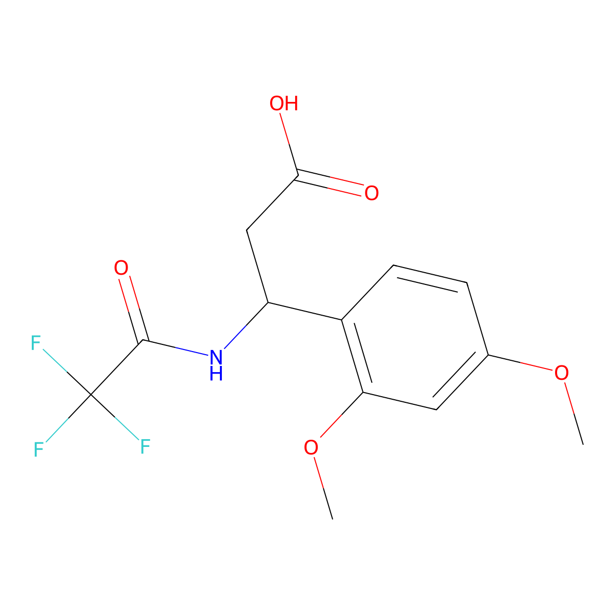 3-(2,4-Dimethoxyphenyl)-3-(2,2,2-trifluoroacetamido)propanoic acid molecular structure, CAS 138621-71-3