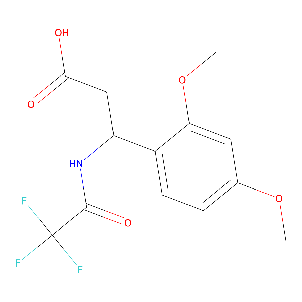 3-(2,4-Dimethoxyphenyl)-3-(2,2,2-trifluoroacetamido)propanoic acid molecular structure, CAS 138621-71-3