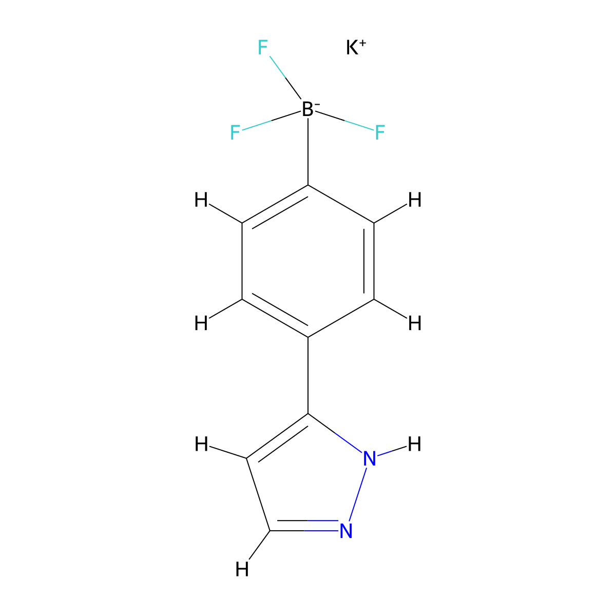 potassium trifluoro[4-(1H-pyrazol-3-yl)phenyl]boranuide molecular structure, CAS 1386231-70-4