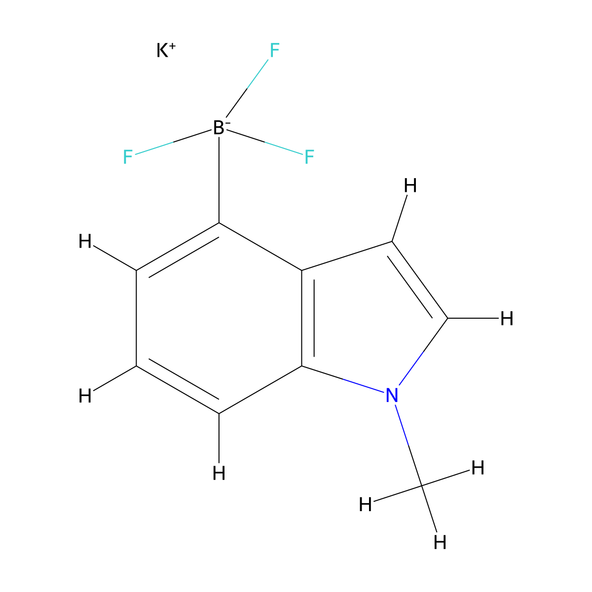 potassium trifluoro(1-methyl-1H-indol-4-yl)boranuide molecular structure, CAS 1386231-73-7