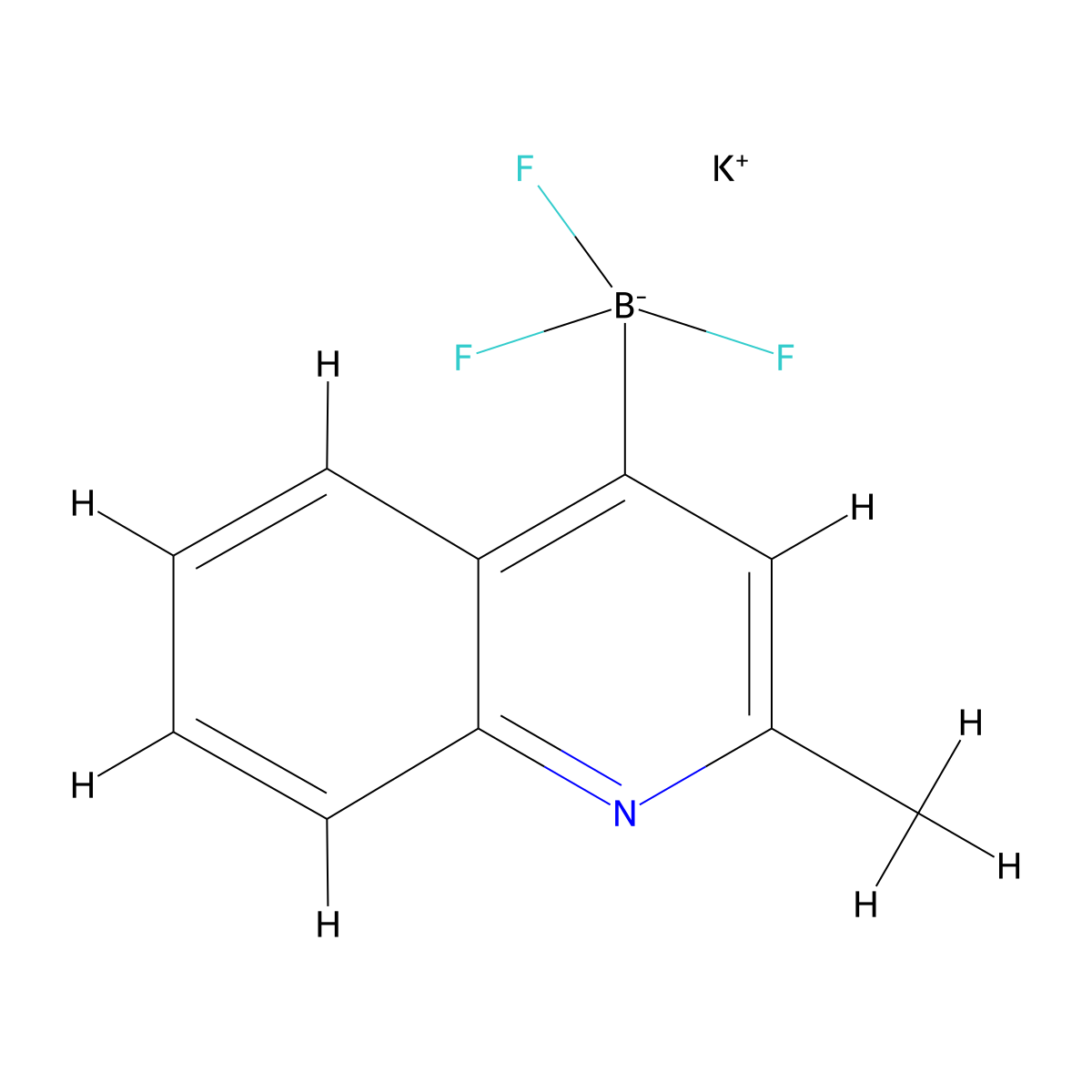 Potassium trifluoro(2-methylquinolin-4-yl)boranuide molecular structure, CAS 1386231-78-2