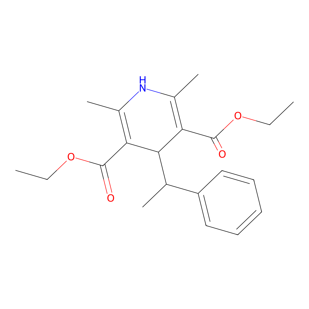 Diethyl 2,6-dimethyl-4-(1-phenylethyl)-1,4-dihydropyridine-3,5-dicarboxylate molecular structure, CAS 138624-40-5