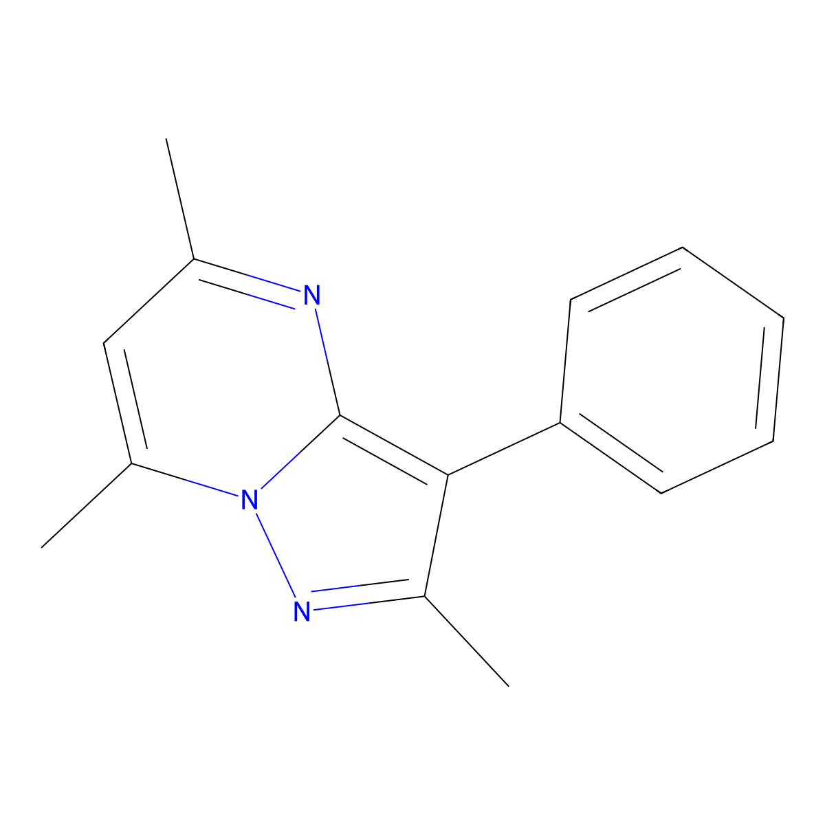 2,5,7-Trimethyl-3-phenylpyrazolo[1,5-a]pyrimidine molecular structure, CAS 138628-46-3