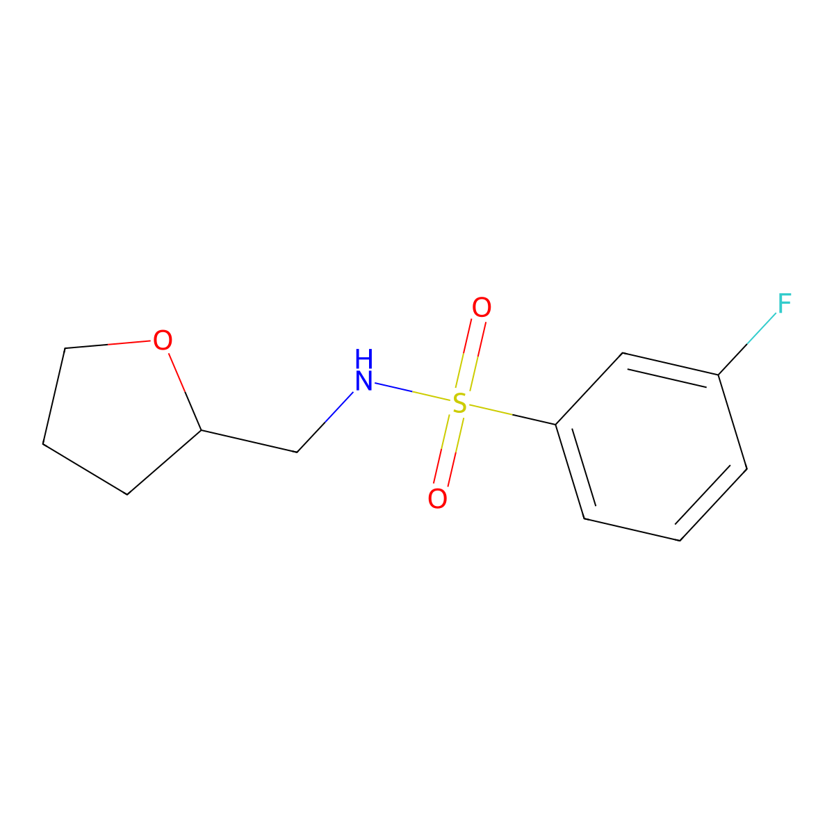 3-fluoro-N-[(oxolan-2-yl)methyl]benzene-1-sulfonamide molecular structure, CAS 1386282-22-9