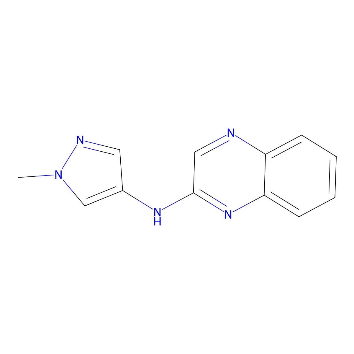 N-(1-methyl-1H-pyrazol-4-yl)quinoxalin-2-amine molecular structure, CAS 1386283-95-9