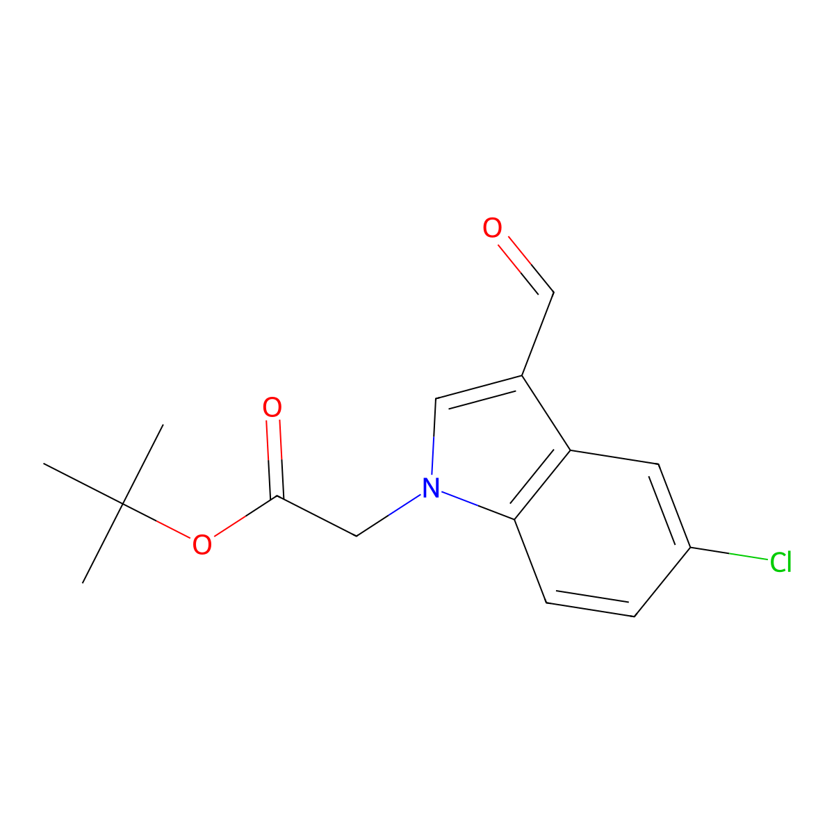 tert-butyl 2-(5-chloro-3-formyl-1H-indol-1-yl)acetate molecular structure, CAS 1386456-63-8