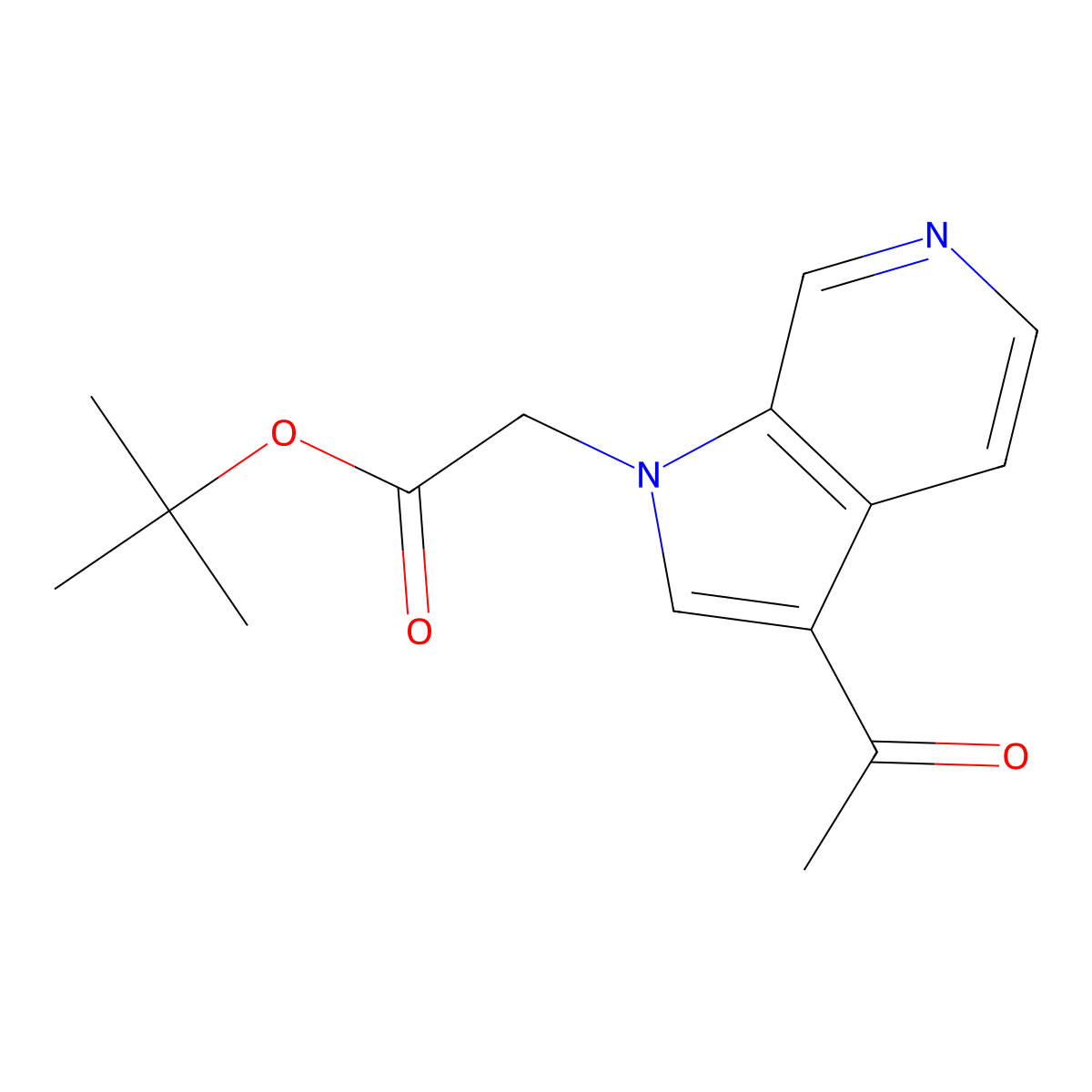 tert-Butyl 2-(3-acetyl-1H-pyrrolo[2,3-c]pyridin-1-yl)acetate molecular structure, CAS 1386457-04-0