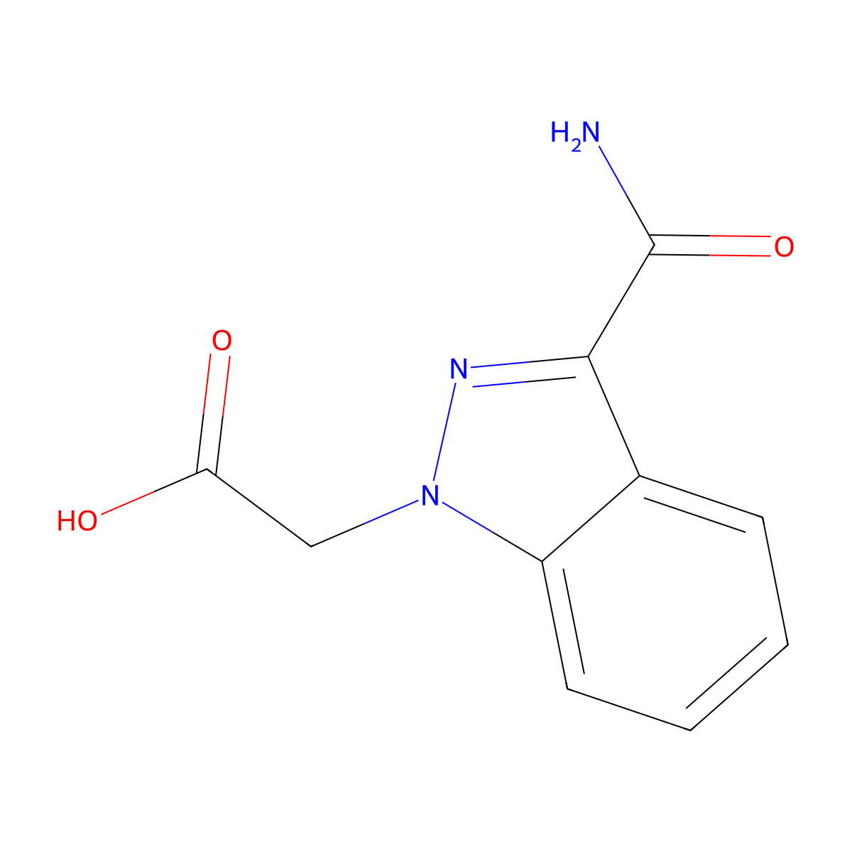 2-(3-carbamoyl-1H-indazol-1-yl)acetic acid molecular structure, CAS 1386457-64-2