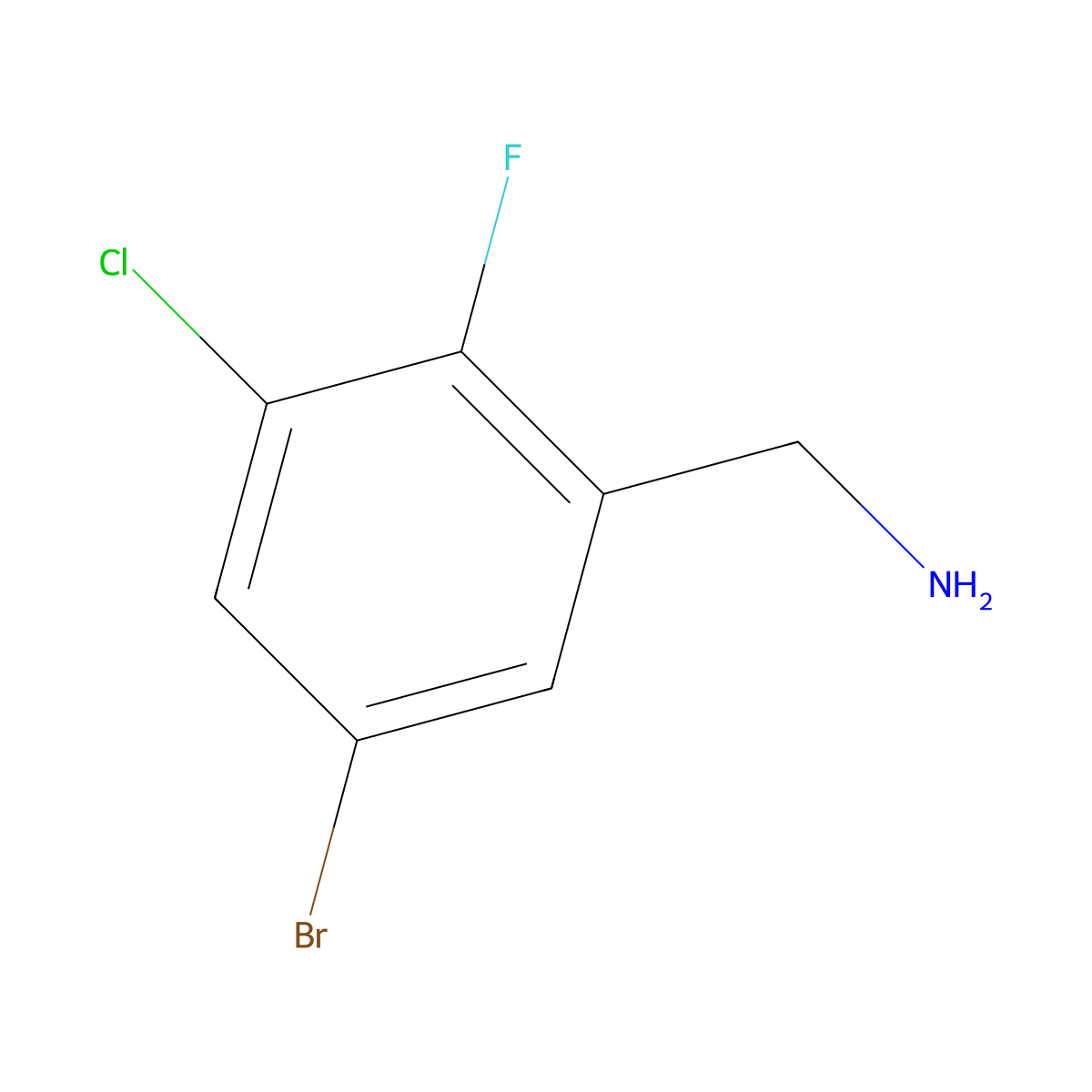 5-Bromo-3-chloro-2-fluorobenzenemethanamine molecular structure, CAS 1386459-84-2