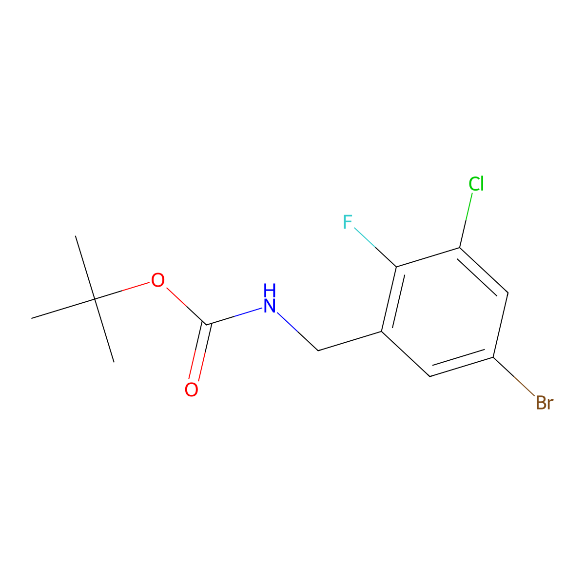 tert-butyl N-[(5-bromo-3-chloro-2-fluorophenyl)methyl]carbamate molecular structure, CAS 1386459-85-3