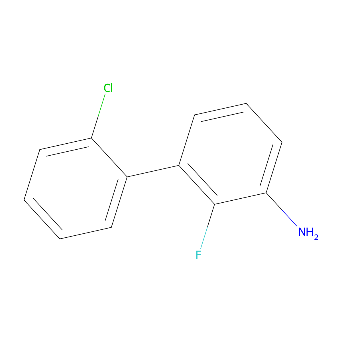 2'-Chloro-2-fluoro-[1,1'-biphenyl]-3-amine molecular structure, CAS 1386460-41-8