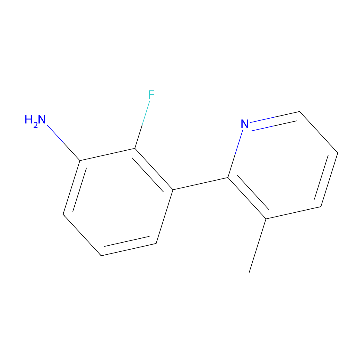 2-Fluoro-3-(3-methyl-pyridin-2-yl)-phenylamine molecular structure, CAS 1386460-44-1