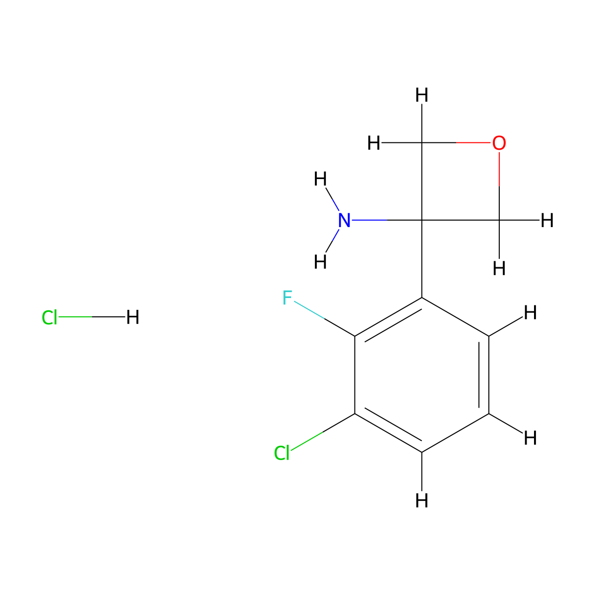 3-(3-Chloro-2-fluorophenyl)-3-oxetanamine hydrochloride molecular structure, CAS 1386462-30-1