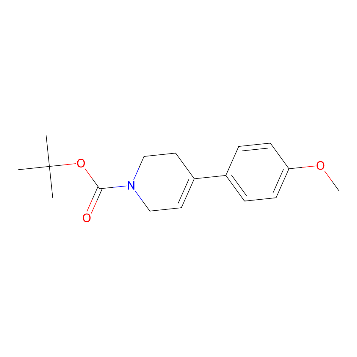 tert-butyl 4-(4-methoxyphenyl)-5,6-dihydropyridine-1(2H)-carboxylate molecular structure, CAS 138647-51-5
