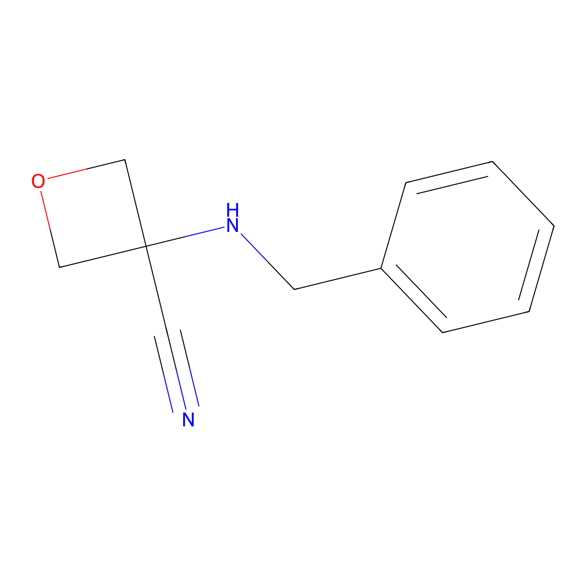 3-(Benzylamino)oxetane-3-carbonitrile molecular structure, CAS 138650-20-1