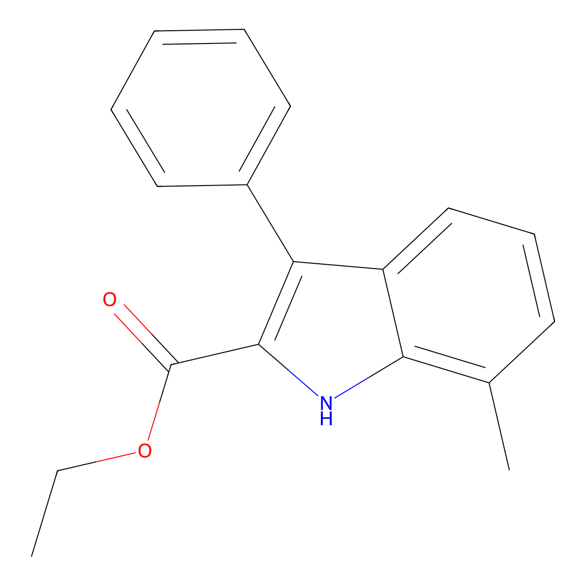 ethyl 7-methyl-3-phenyl-1H-indole-2-carboxylate molecular structure, CAS 138653-55-1