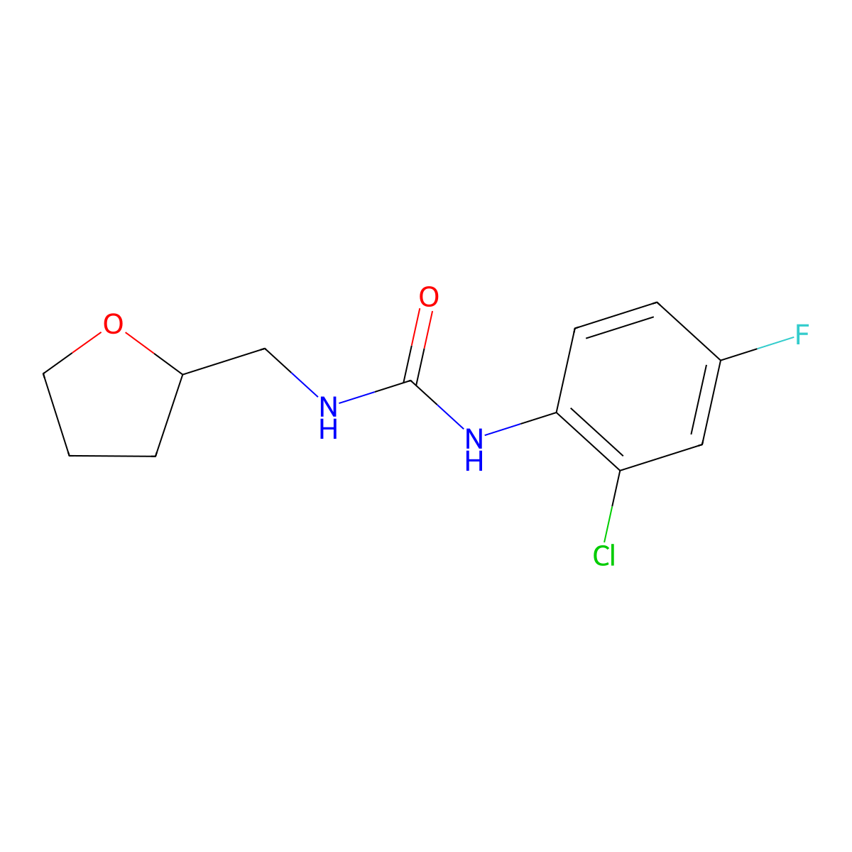 1-(2-Chloro-4-fluorophenyl)-3-[(oxolan-2-yl)methyl]urea molecular structure, CAS 1386557-65-8