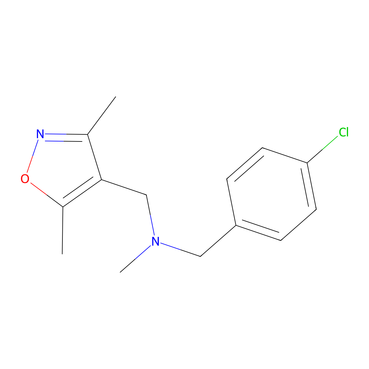 [(4-Chlorophenyl)methyl][(3,5-dimethyl-1,2-oxazol-4-yl)methyl]methylamine molecular structure, CAS 1386650-58-3