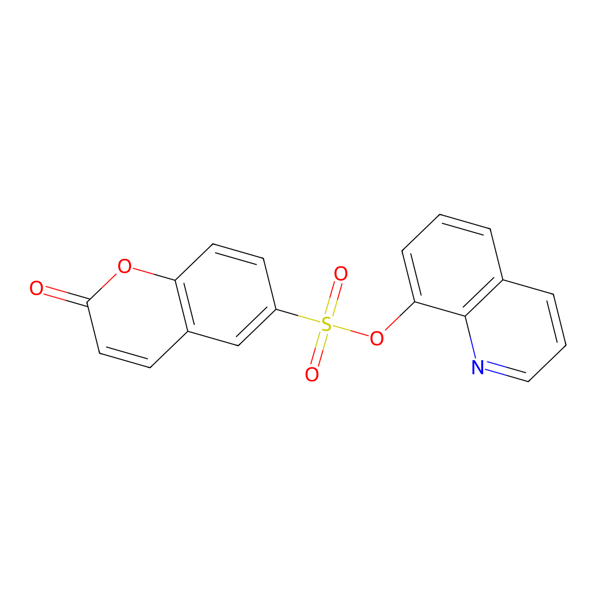quinolin-8-yl 2-oxo-2H-chromene-6-sulfonate molecular structure, CAS 1386734-42-4