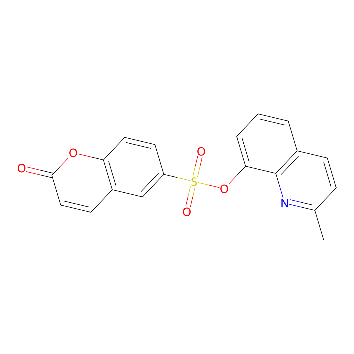 2-methylquinolin-8-yl 2-oxo-2H-chromene-6-sulfonate molecular structure, CAS 1386735-97-2