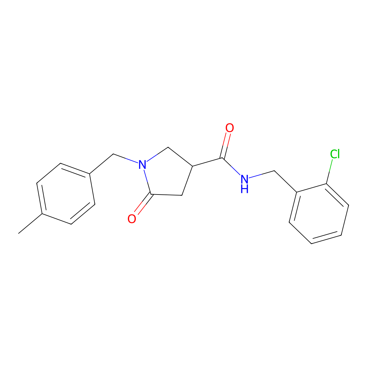 N-[(2-chlorophenyl)methyl]-1-[(4-methylphenyl)methyl]-5-oxopyrrolidine-3-carboxamide molecular structure, CAS 1386739-63-4
