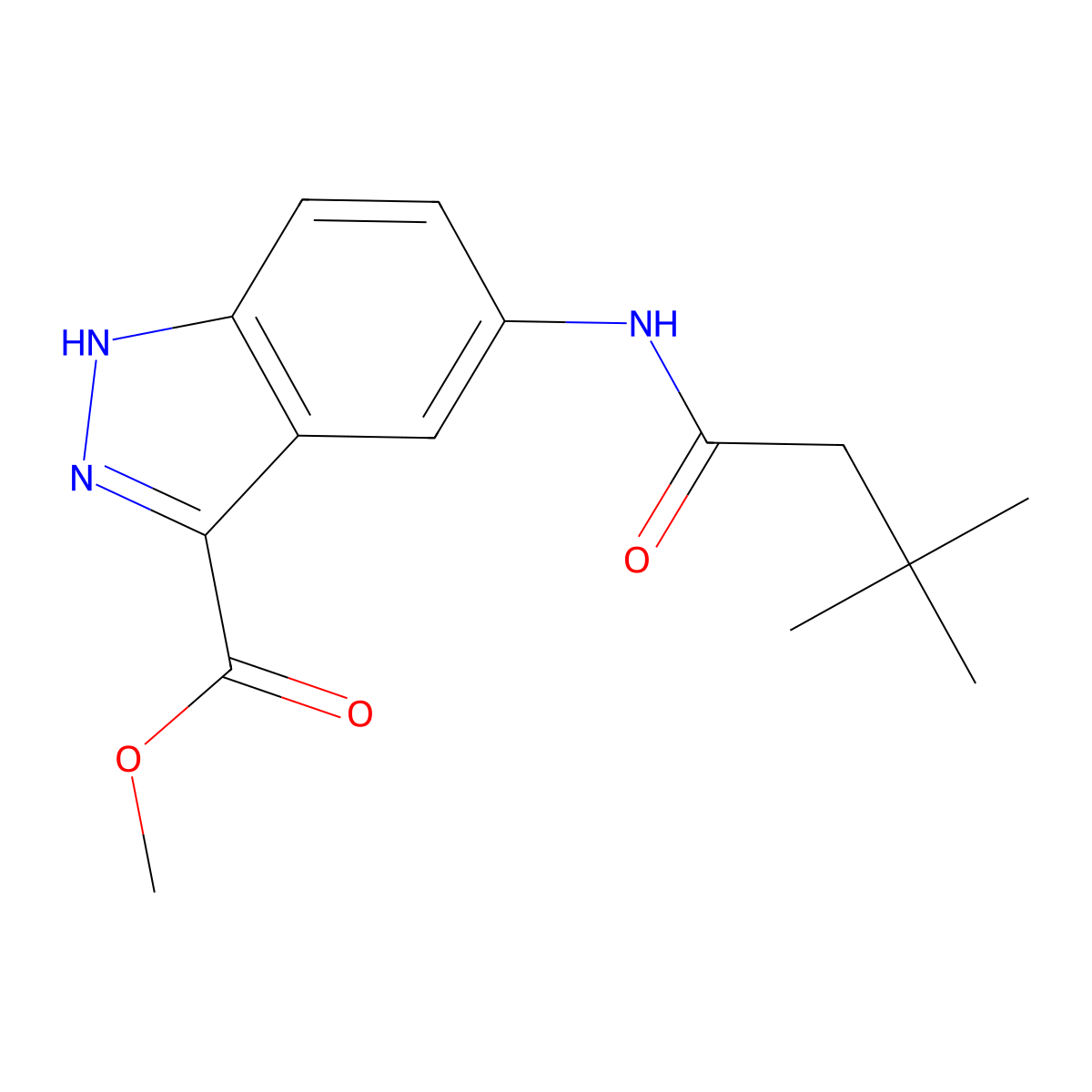 methyl 5-(3,3-dimethylbutanamido)-1H-indazole-3-carboxylate molecular structure, CAS 1386796-57-1