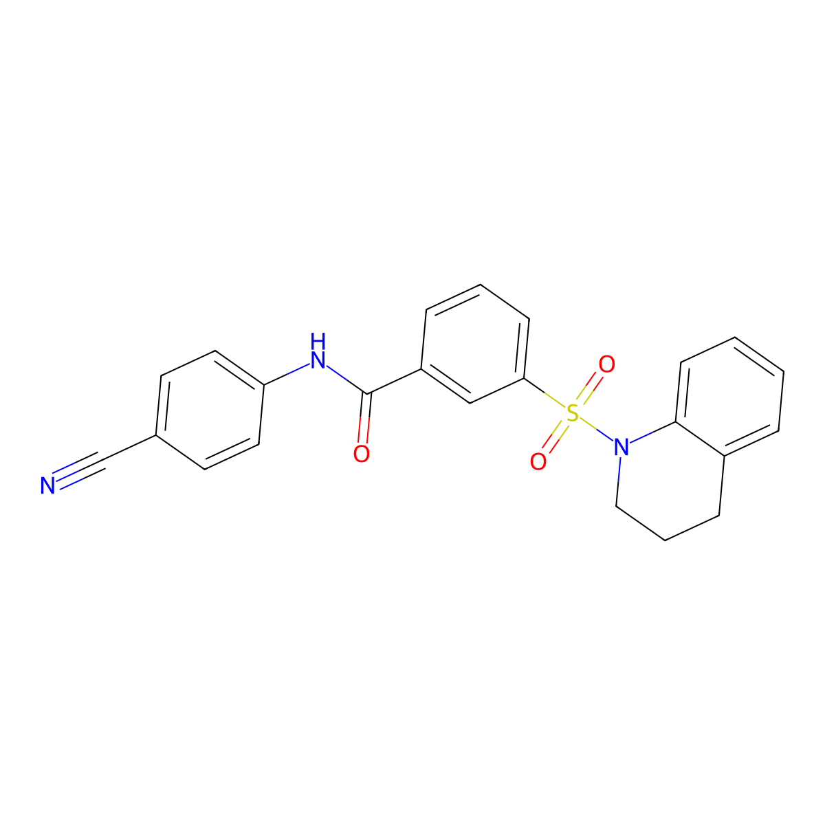 N-(4-cyanophenyl)-3-(3,4-dihydro-2H-quinolin-1-ylsulfonyl)benzamide molecular structure, CAS 1386811-71-7